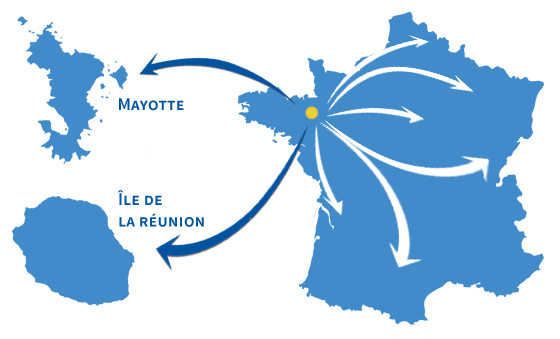Livraison en France, Mayotte et Ile de la Réunion (carte)